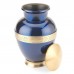 Superior Brass Cremation Ashes Urn  - Adult Size - Engraved Band, Sun, Moon & Stars - Deep Blue